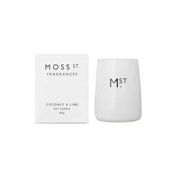 Bougie parfumée à la cire de soja à la noix de coco et au citron vert 80 g - Par Moss St. Fragrances 1