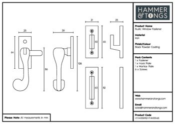 Fixation de fenêtre rustique noire de 90 mm à droite – Par Hammer & Tongs 7