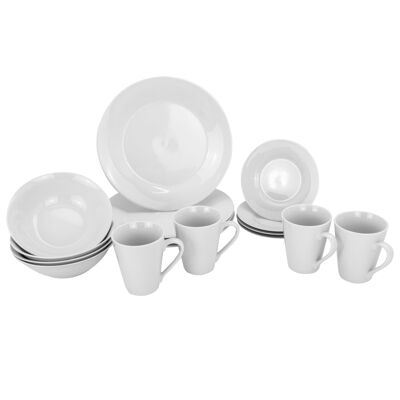 Argon Tableware Vajilla Blanca de 16 Piezas