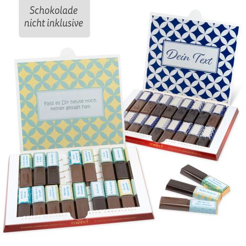 Kleine  Aufmunterung | Aufkleber Set für Merci Schokolade | gestalte 2 persönliche Geschenke