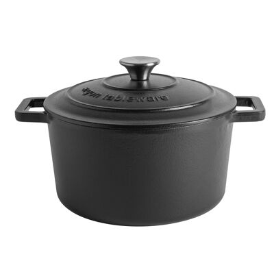 Argon Tableware Cast Iron Casserole Dish - 24cm - Matt Black