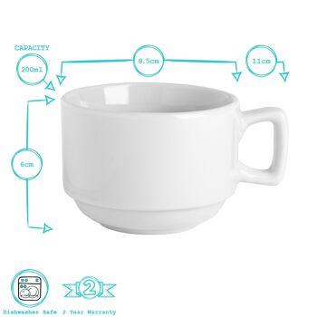 Argon Tableware Tasse à Café Empilable en Chine - 200 ml - Blanc 6