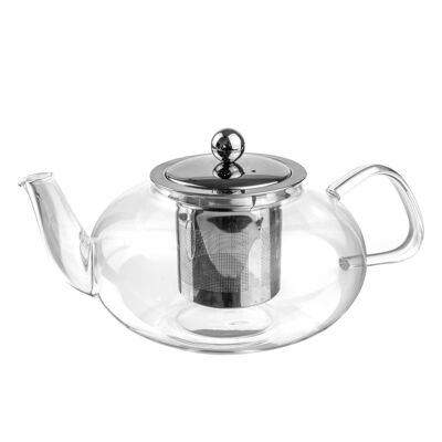 Argon Tableware Teekanne mit Teesieb aus klarem Glas – 800 ml – oval