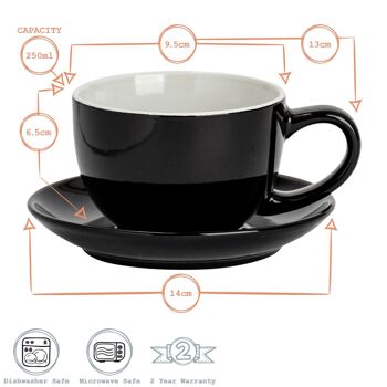 Argon Tableware Tasse à Cappuccino Colorée - Noir - 250ml 3