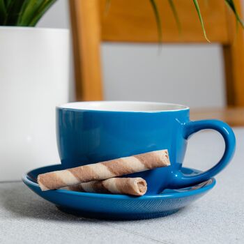 Argon Tableware Tasse à Cappuccino Colorée - Bleu - 250ml 2