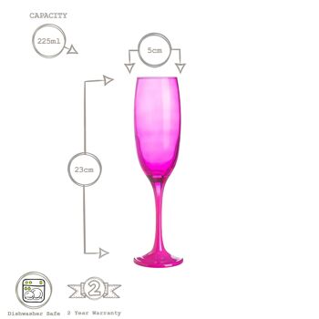 Argon Tableware Flûte à Champagne Colorée - 220ml - Rose 4