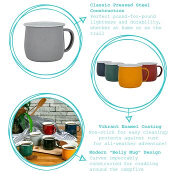 Tasse Ventre en Émail Coloré Argon Tableware - 375 ml - Crème/Gris 4