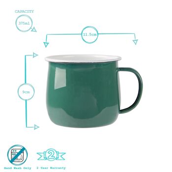 Argon Tableware Tasse Ventre en Émail Coloré - 375 ml - Vert 6