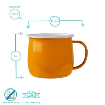 Argon Tableware Tasse Ventre en Émail Coloré - 375 ml - Jaune 6