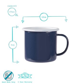 Argon Tableware Tasse en Émail Coloré - 375 ml - Marine 7