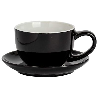 Argon Tableware Farbige Untertasse für Cappuccino-Tasse – Schwarz – 14 cm