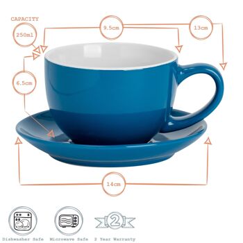 Argon Tableware Soucoupe Colorée pour Tasse à Cappuccino - Bleu - 14 cm 3