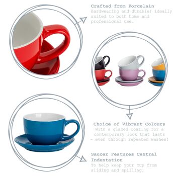 Argon Tableware Soucoupe Colorée pour Tasse à Cappuccino - Bleu - 14 cm 5