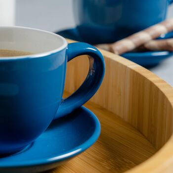 Argon Tableware Soucoupe Colorée pour Tasse à Cappuccino - Bleu - 14 cm 6