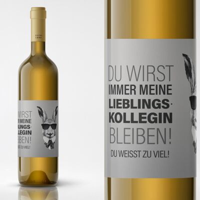 Per il tuo collega di lavoro preferito | Etichetta della bottiglia | Formato orizzontale | 9 x 12 cm | autoadesivo | regalo di vino unico
