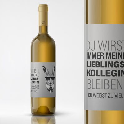 Pour votre collègue de travail préféré | Étiquette de bouteille | Format paysage | 9x12cm | autocollant | cadeau de vin unique