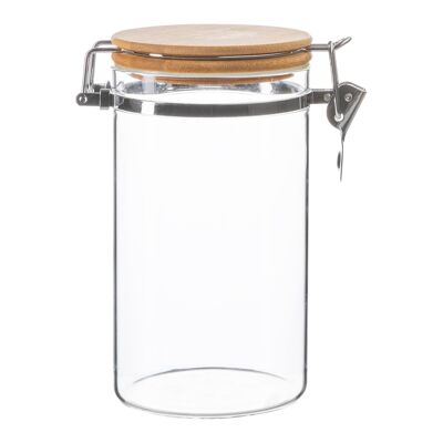 Tarro de almacenamiento de vidrio Argon Tableware con tapa con clip de madera - 1 litro
