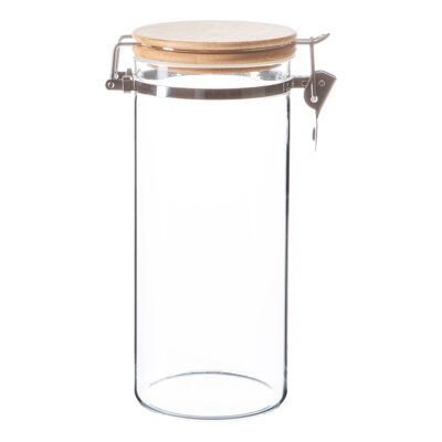 Argon Tableware Glass Storage Jar with Wooden Clip Lid - 1.4 Litre