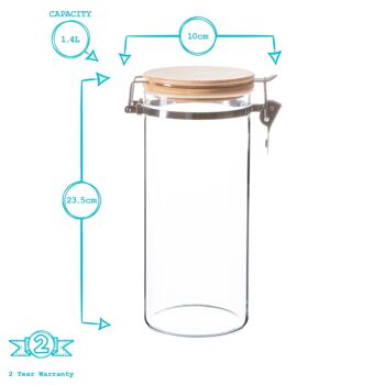 Pot de rangement en verre Argon Tableware avec couvercle à clip en bois - 1.4 litres 7