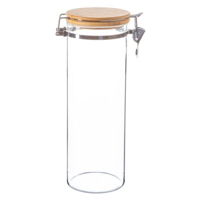 Barattolo in vetro per stoviglie Argon con coperchio a clip in legno - 1.75 litri