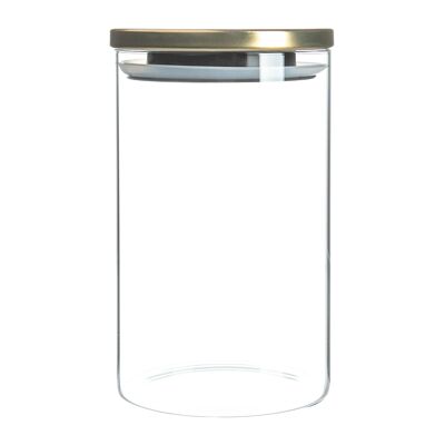 Argon Tableware Glas-Vorratsdose mit Metalldeckel – 1 Liter – Gold