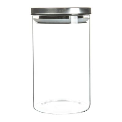 Argon Tableware Vorratsdose aus Glas mit Metalldeckel – 1 Liter – Silber