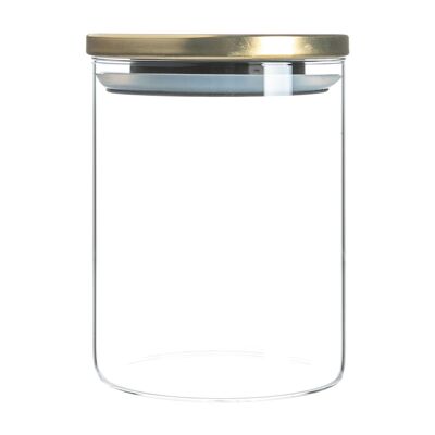 Argon Tableware Glass Storage Jar with Metal Lid - 750ml - Gold