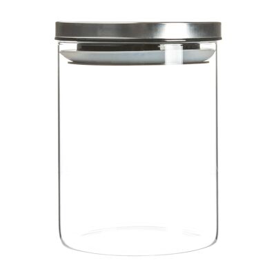 Tarro de almacenamiento de vidrio Argon Tableware con tapa de metal - 750 ml - Plata