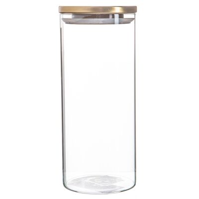 Argon Tableware Vorratsglas aus Glas mit Metalldeckel – 1.5 Liter – Gold