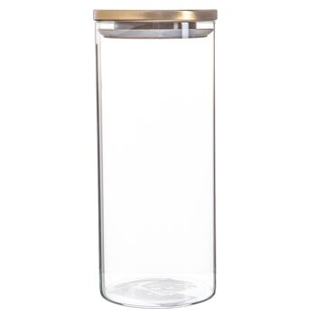 Pot de rangement en verre Argon Tableware avec couvercle en métal - 1.5 litres - Or 1