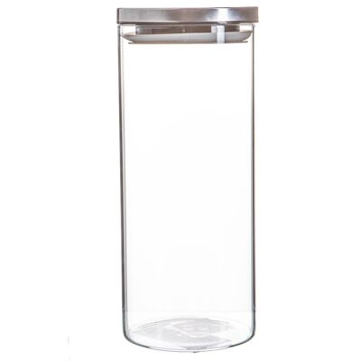 Barattolo in vetro per stoviglie Argon con coperchio in metallo - 1.5 litri - Argento
