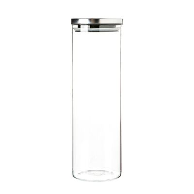 Argon Tableware Glas-Vorratsdose mit Metalldeckel – 2 Liter – Silber