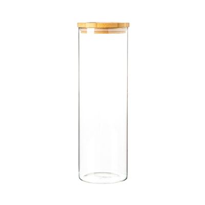 Argon Tableware Tarro de almacenamiento de vidrio con tapa de madera - 2 litros