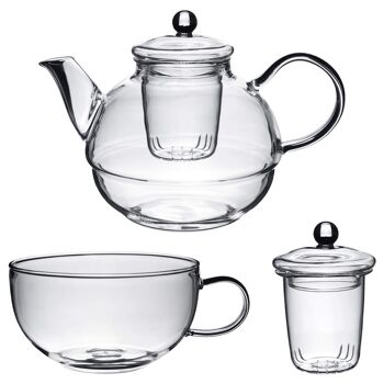 Ensemble théière, tasse et passoire en verre Argon Tableware 5