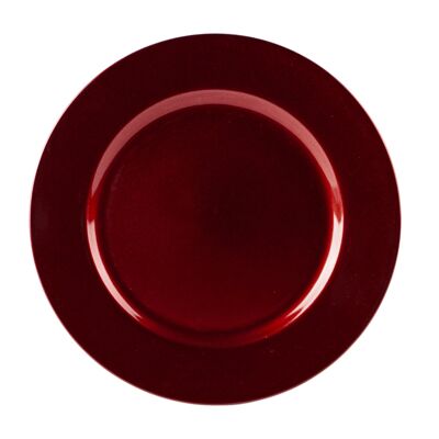 Plato Cargador Metálico Argon Tableware - 33cm - Rojo Oscuro