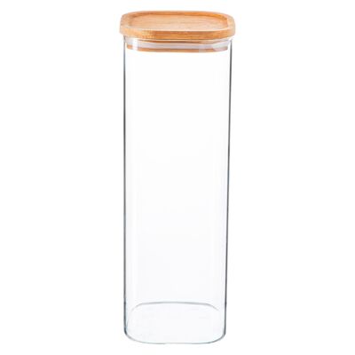 Barattolo quadrato in vetro Argon Tableware con coperchio in legno - 2.2 litri