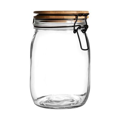 Argon Tableware Luftdichtes Vorratsglas mit Holzdeckel – schwarze Dichtung – 1 Liter