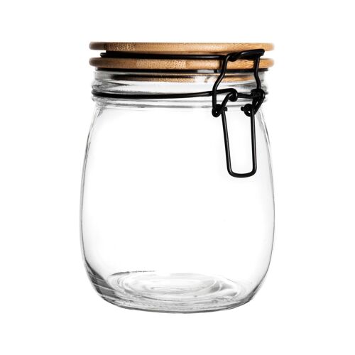 Argon Tableware Airtight Storage Jar with Wooden Lid - Black Seal - 750ml