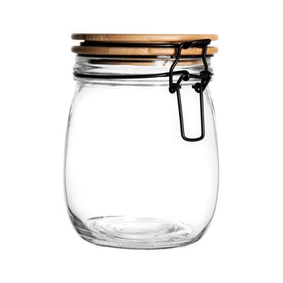 Argon Tableware Luftdichtes Vorratsglas mit Holzdeckel – schwarze Dichtung – 750 ml