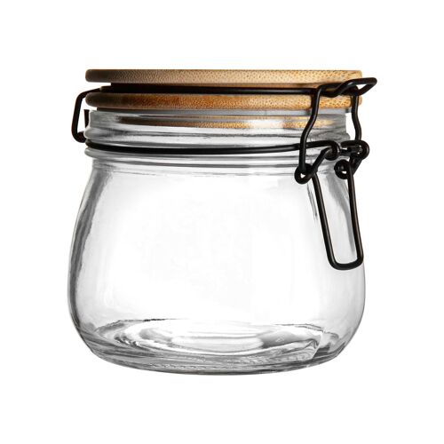 Argon Tableware Airtight Storage Jar with Wooden Lid - Clear Seal - 500ml