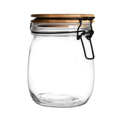 Argon Tableware Luftdichtes Vorratsglas mit Holzdeckel – transparenter Verschluss – 750 ml