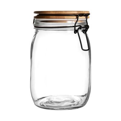 Argon Tableware Airtight Storage Jar with Wooden Lid - White Seal - 1 Litre