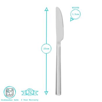 Argon Tableware Tondo Couteau de table en acier inoxydable 18/0 5