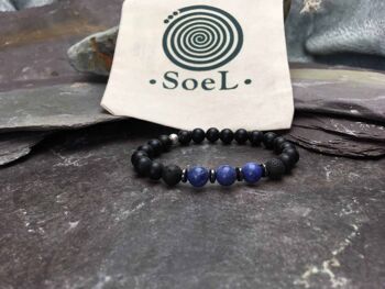 Bracelet Onyx, Sodalite et Pierre de Lave 2