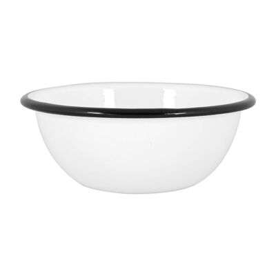 Argon Tableware Cuenco Esmaltado Blanco - 16cm - Negro