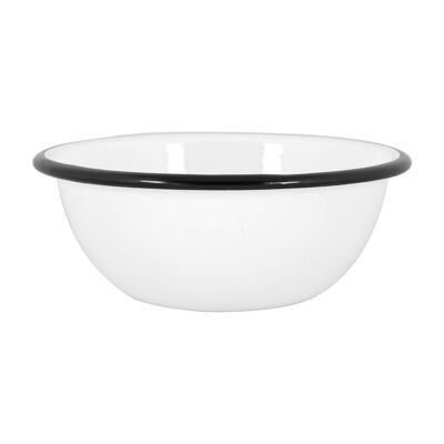 Argon Tableware White Enamel Bowl - 16cm - Black