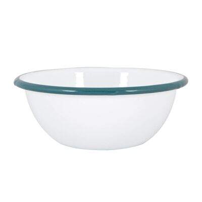 Argon Tableware White Enamel Bowl - 16cm - Green