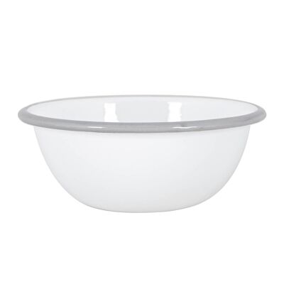 Argon Tableware White Enamel Bowl - 16cm - Grey