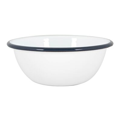 Argon Tableware Cuenco Esmaltado Blanco - 16cm - Azul Marino