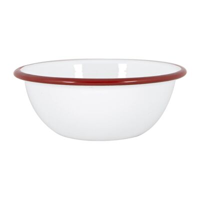 Argon Tableware Cuenco Esmaltado Blanco - 16cm - Rojo